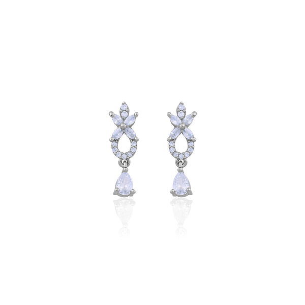 Silver Blossom Drop Earrings for Her