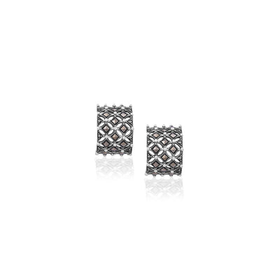 Silver Vintage Lattice Hoop Earrings