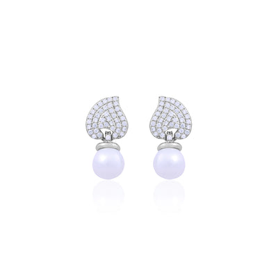 Pearl Elegance Leaf Stud Earrings