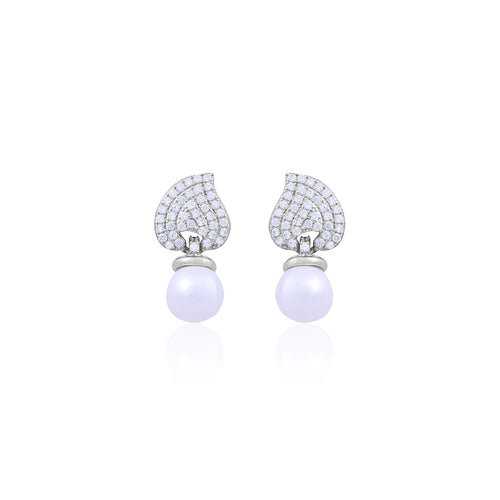 Pearl Elegance Leaf Stud Earrings
