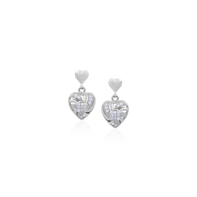 Silver Heart Charm Dangle Earrings for Her