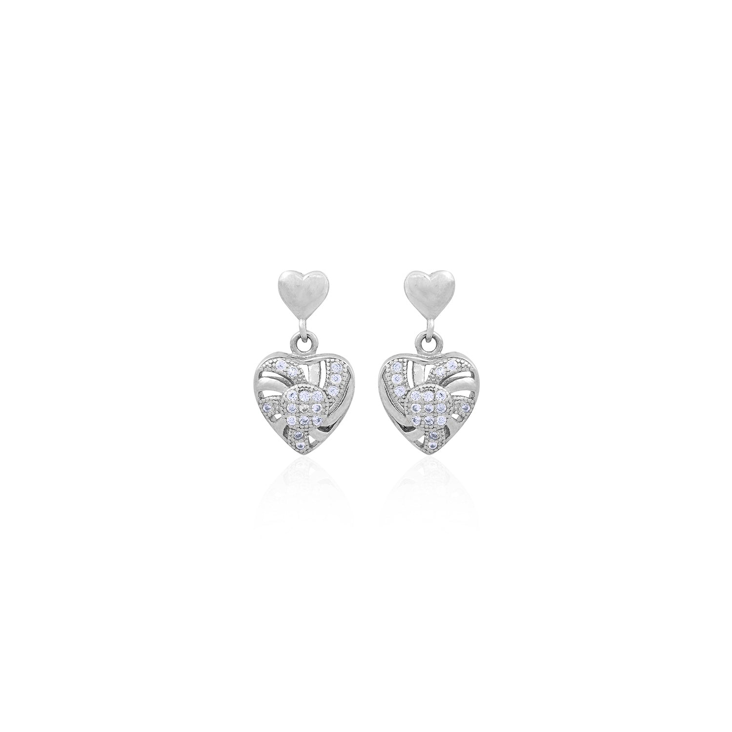 Silver Heart Charm Dangle Earrings for Her - Flâneur Global® | FG | 925 Fine Silver Jewelry & Accessories 