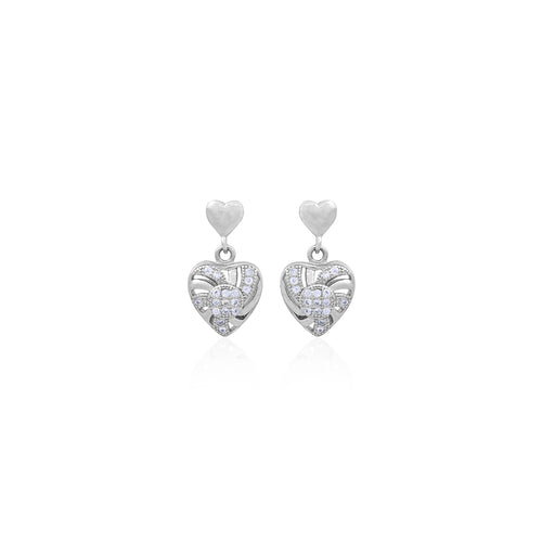 Silver Heart Charm Dangle Earrings for Her