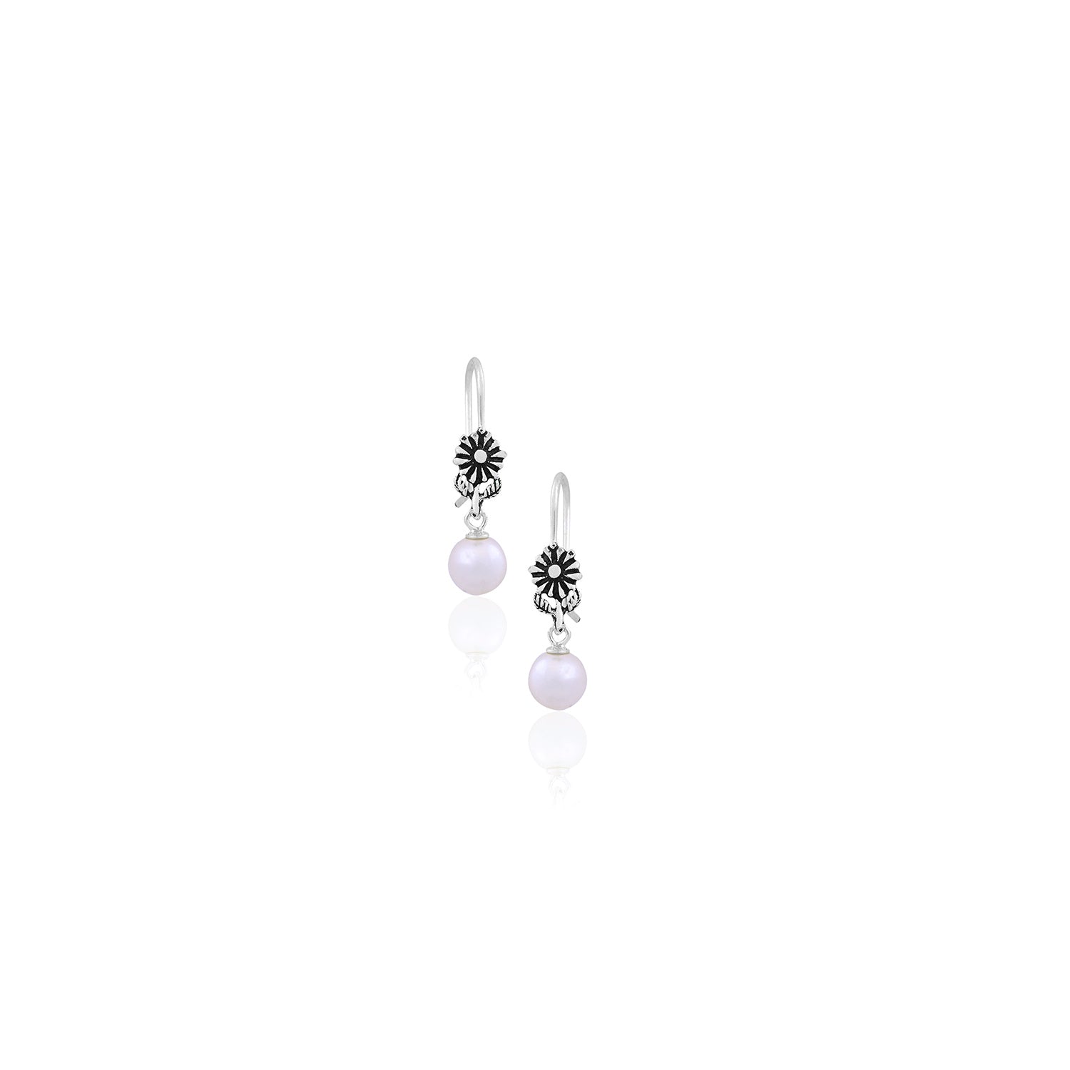 Silver Vintage Pearl Drop Earrings for Her