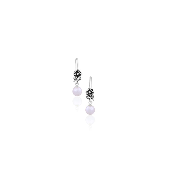 Silver Vintage Pearl Drop Earrings for Her