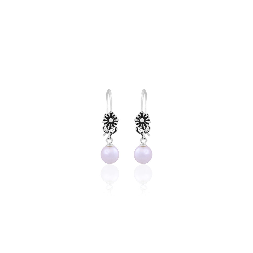Silver Vintage Pearl Drop Earrings for Her