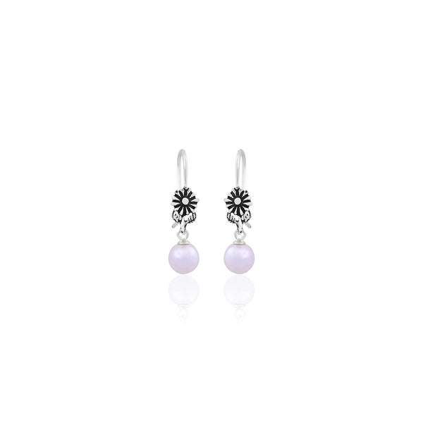 Silver Vintage Pearl Drop Earrings for Her