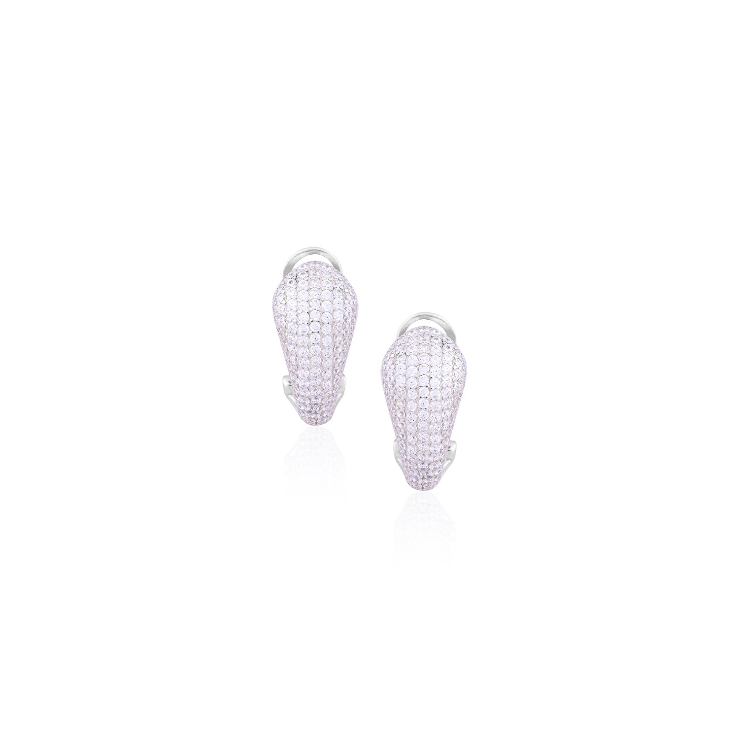 Silver Pave Clip-On Earrings