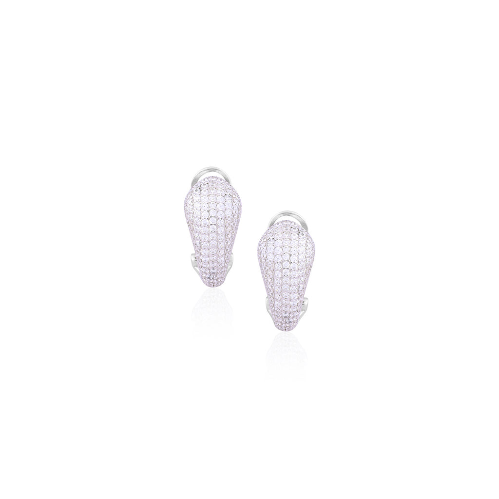 Silver Pave Clip-On Earrings