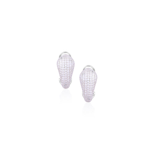 Silver Pave Clip-On Earrings