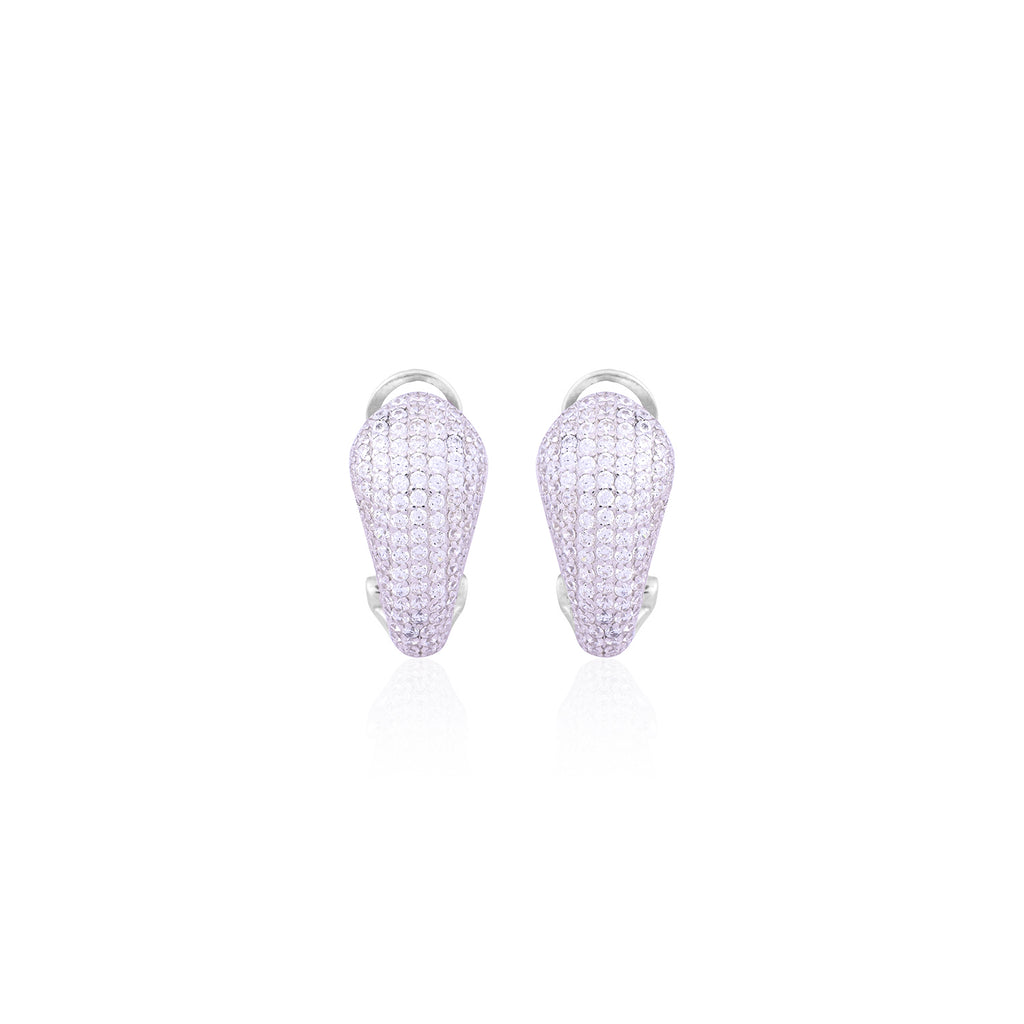 Silver Pave Clip-On Earrings