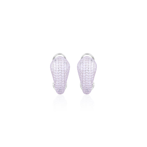 Silver Pave Clip-On Earrings