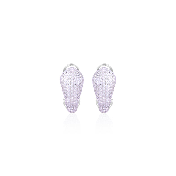 Silver Pave Clip-On Earrings