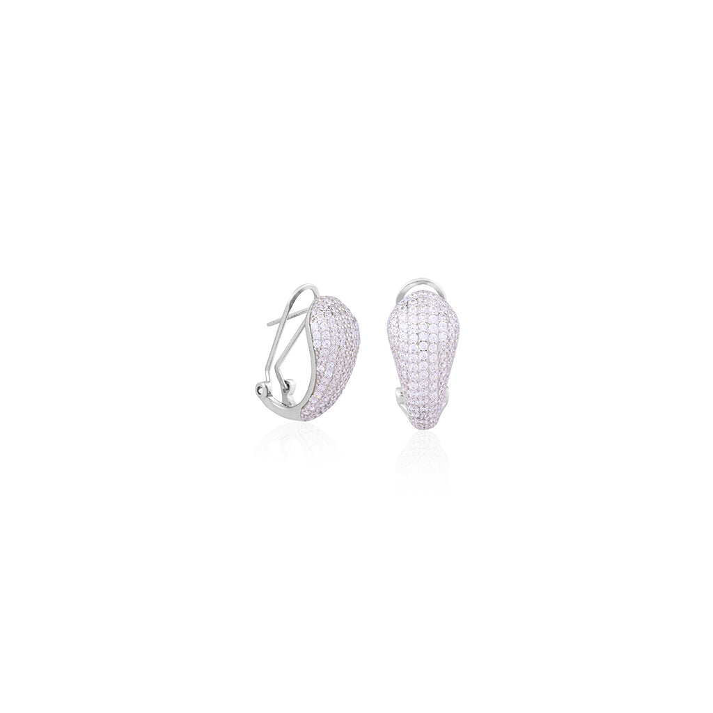 Silver Pave Clip-On Earrings