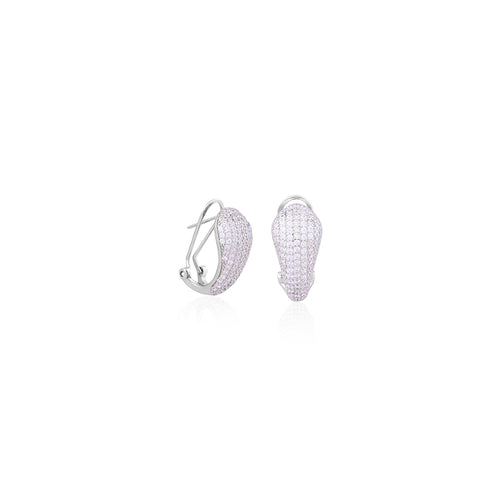 Silver Pave Clip-On Earrings