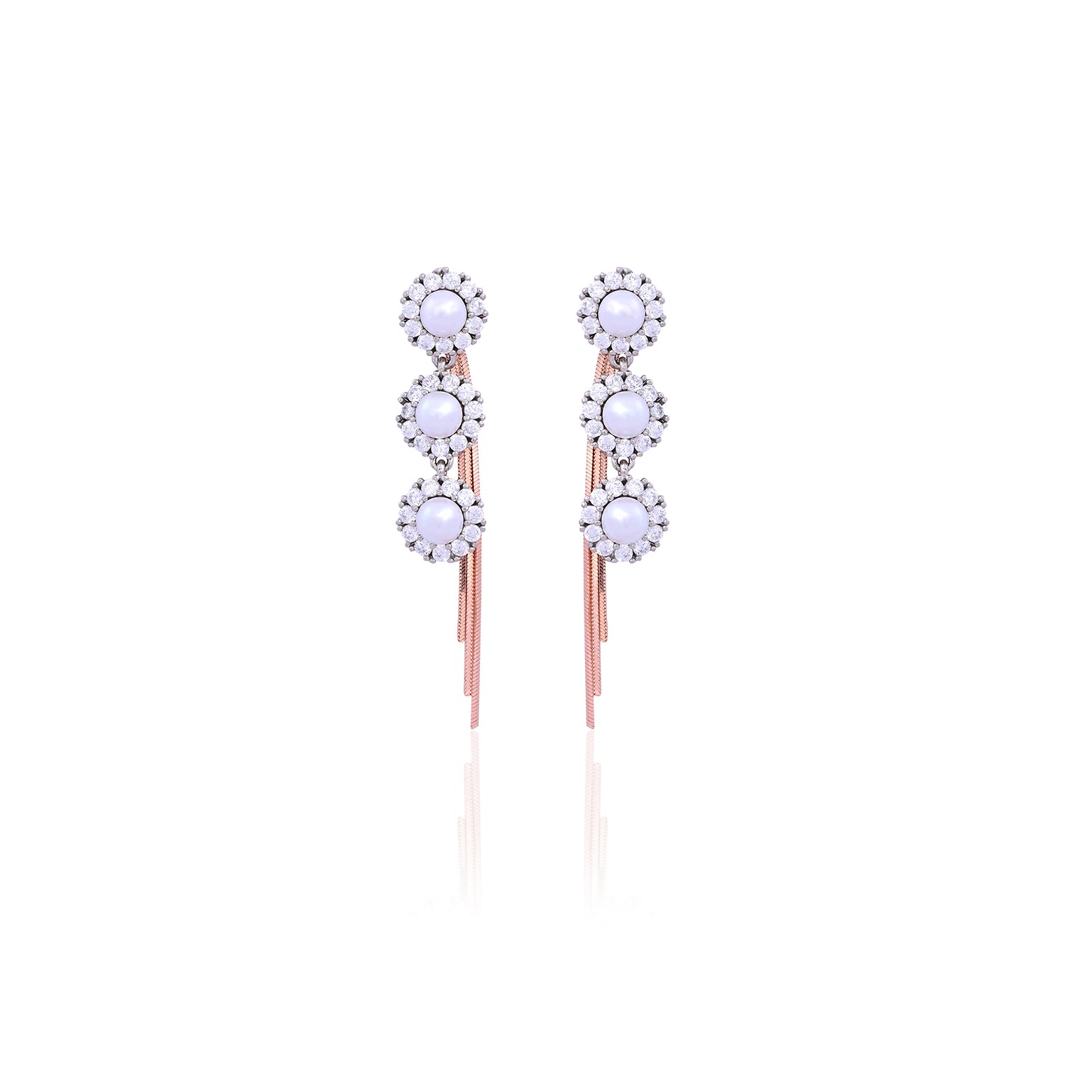 Silver & Rose Gold Multi-Purpose Chain Earrings for Her - Flâneur Global® | FG | 925 Fine Silver Jewelry & Accessories 