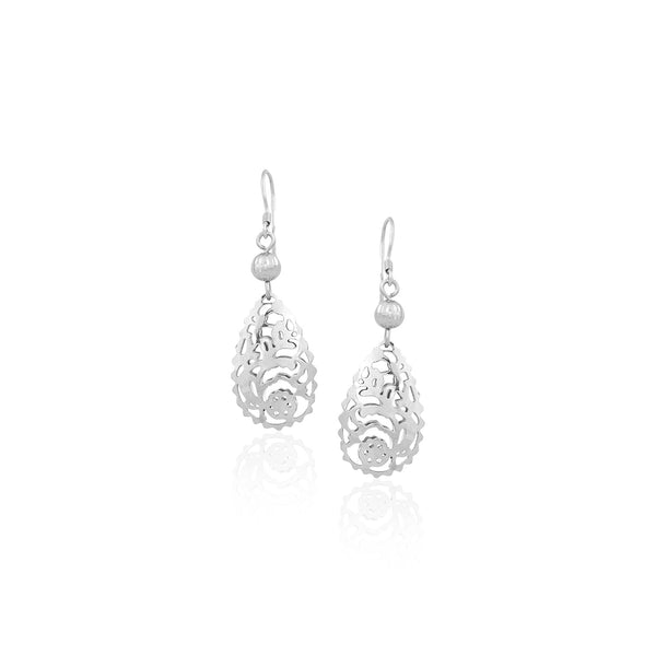 Silver Filigree Teardrop Earrings for Her
