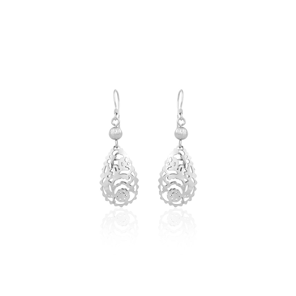 Silver Filigree Teardrop Earrings for Her
