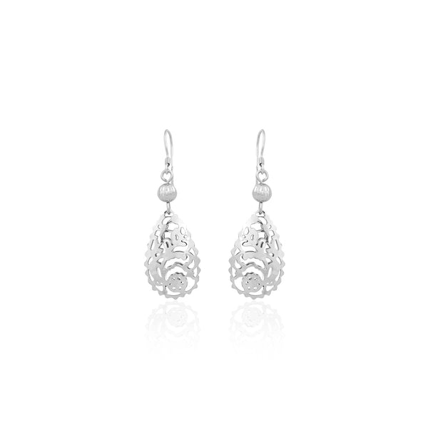 Silver Filigree Teardrop Earrings for Her