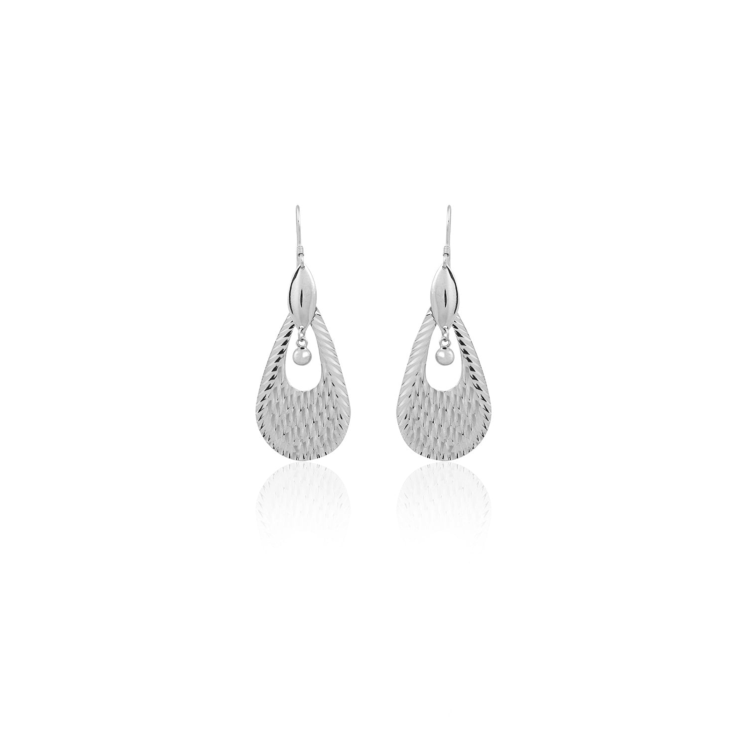 Silver Textured Teardrop Earrings for Her - Flâneur Global® | FG | 925 Fine Silver Jewelry & Accessories 