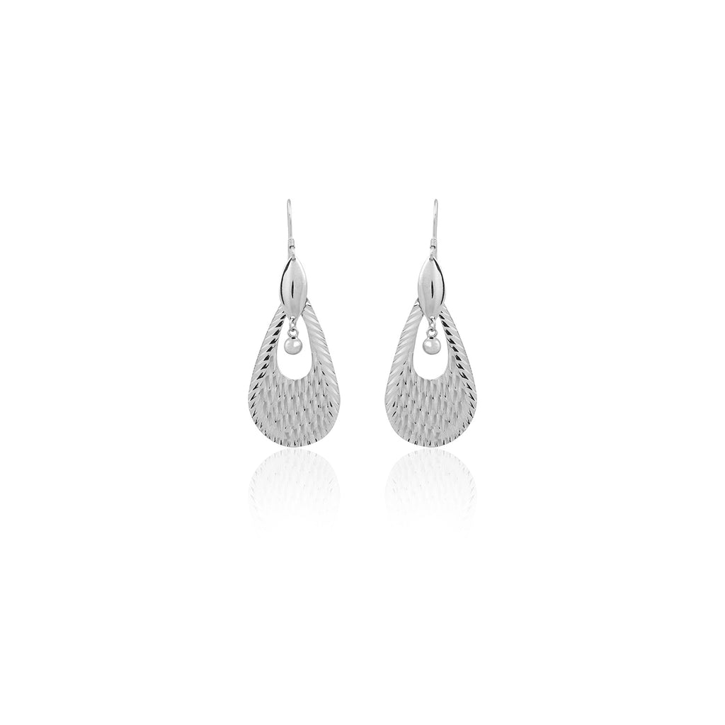 Silver Textured Teardrop Earrings for Her
