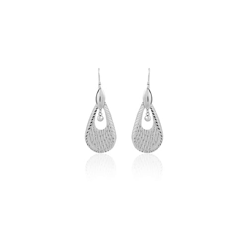 Silver Textured Teardrop Earrings for Her