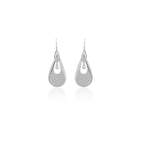Silver Textured Teardrop Earrings for Her