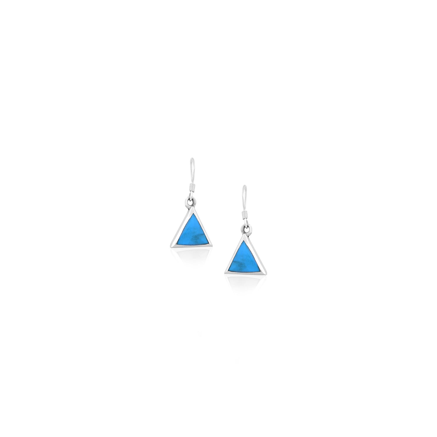Silver Blue Triangle Earrings