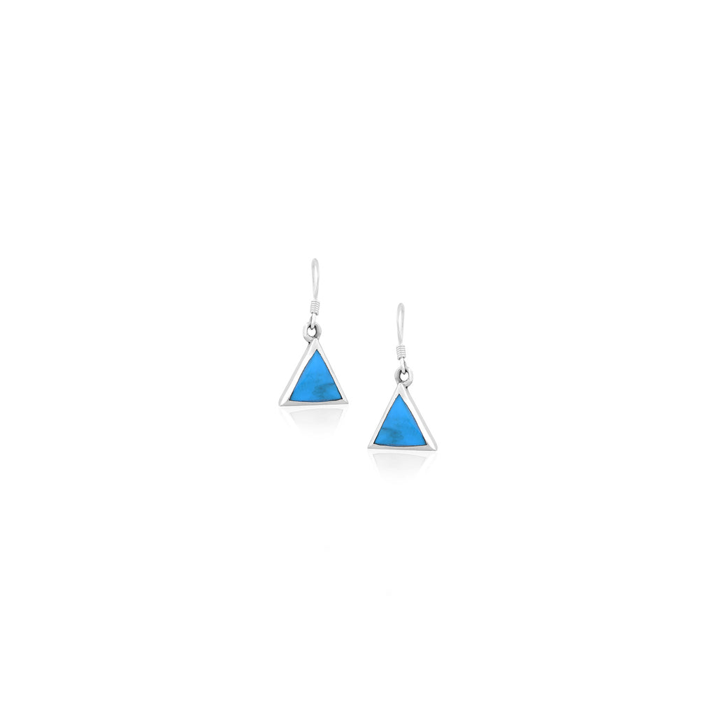 Silver Blue Triangle Earrings