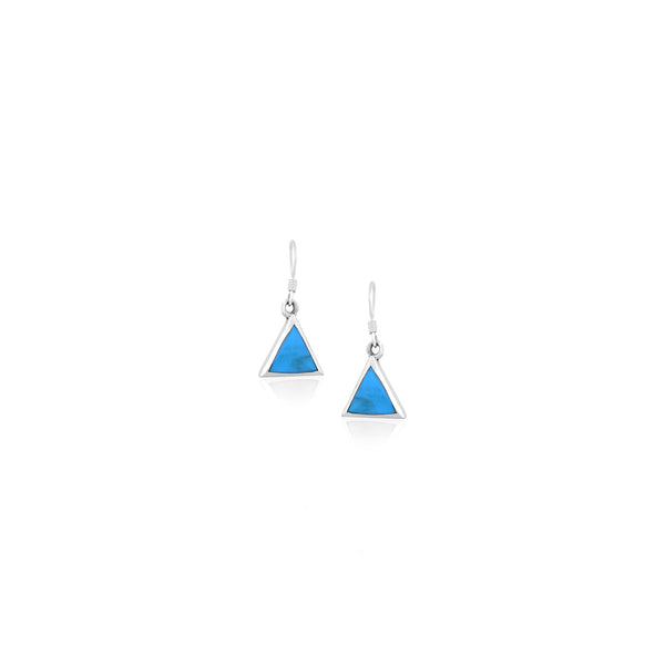 Silver Blue Triangle Earrings