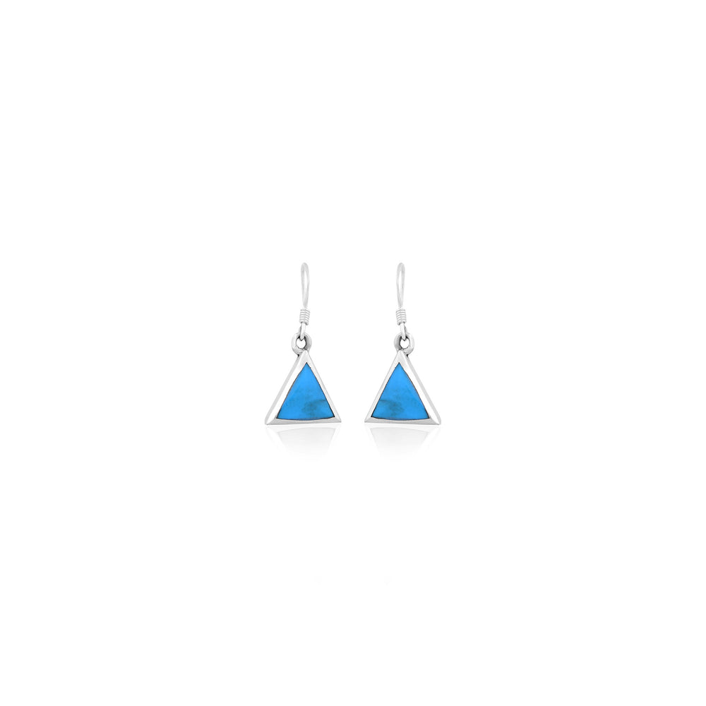 Silver Blue Triangle Earrings