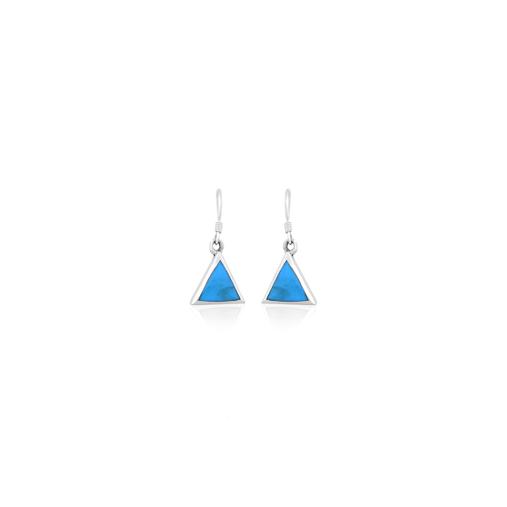 Silver Blue Triangle Earrings