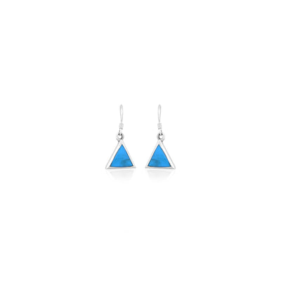 Silver Blue Triangle Earrings