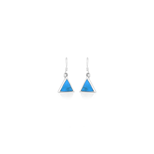 Silver Blue Triangle Earrings