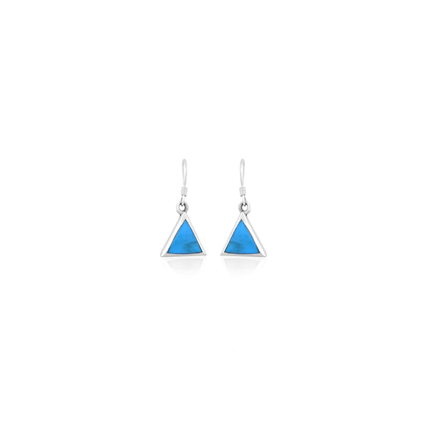 Silver Blue Triangle Earrings