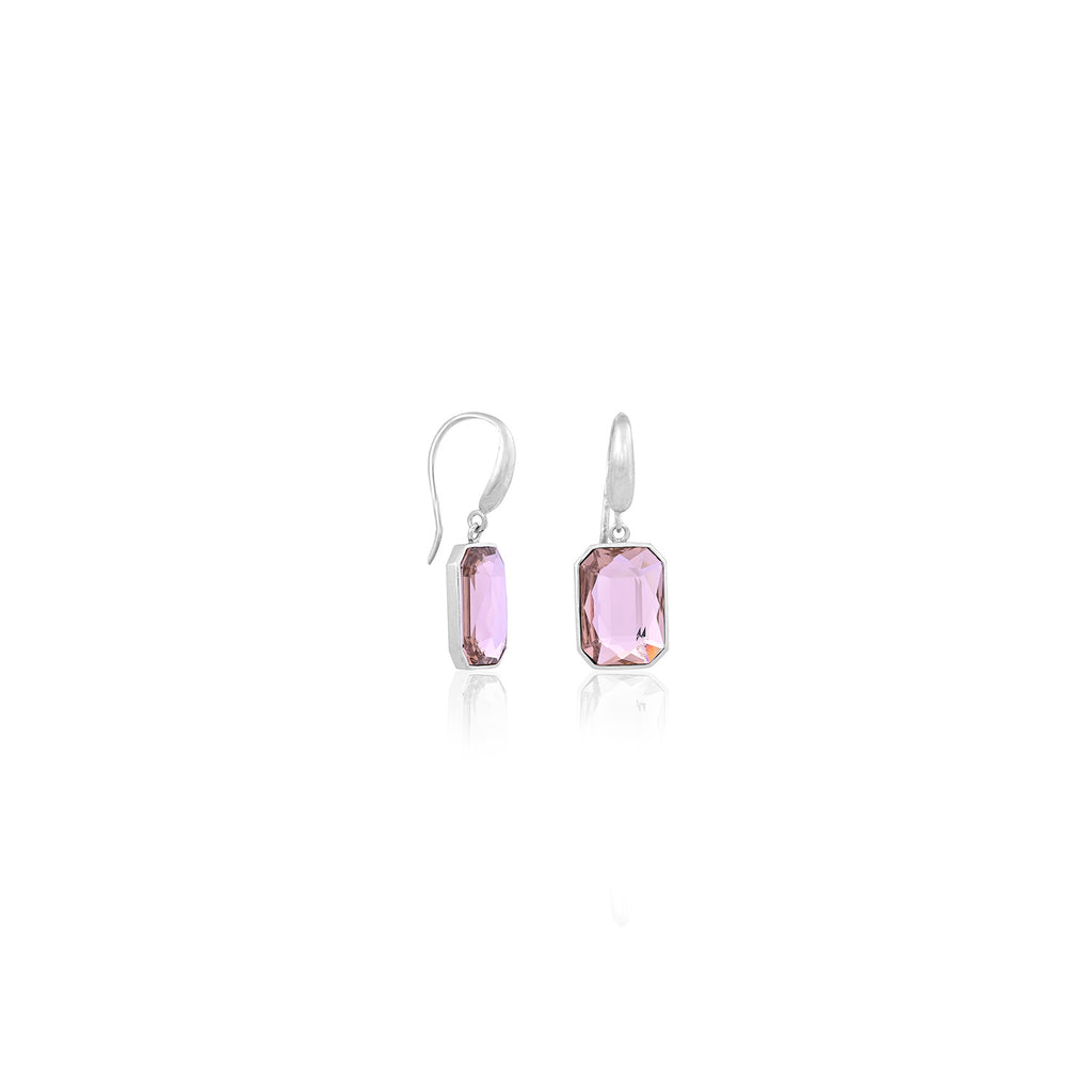 Silver Pink Stone Earrings for Her