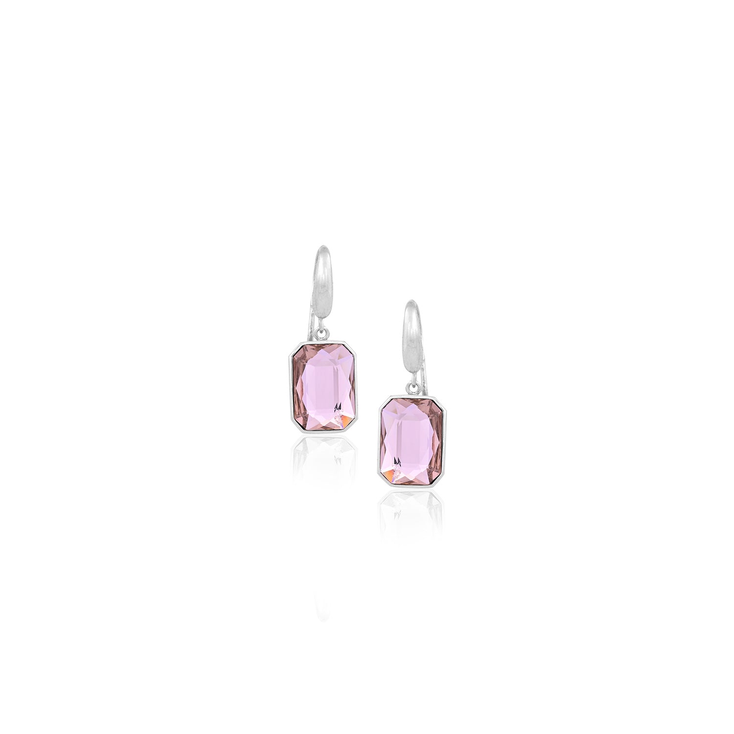Silver Pink Stone Earrings for Her