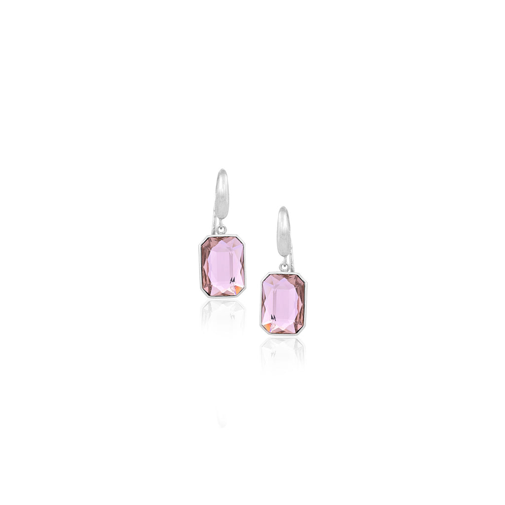 Silver Pink Stone Earrings for Her