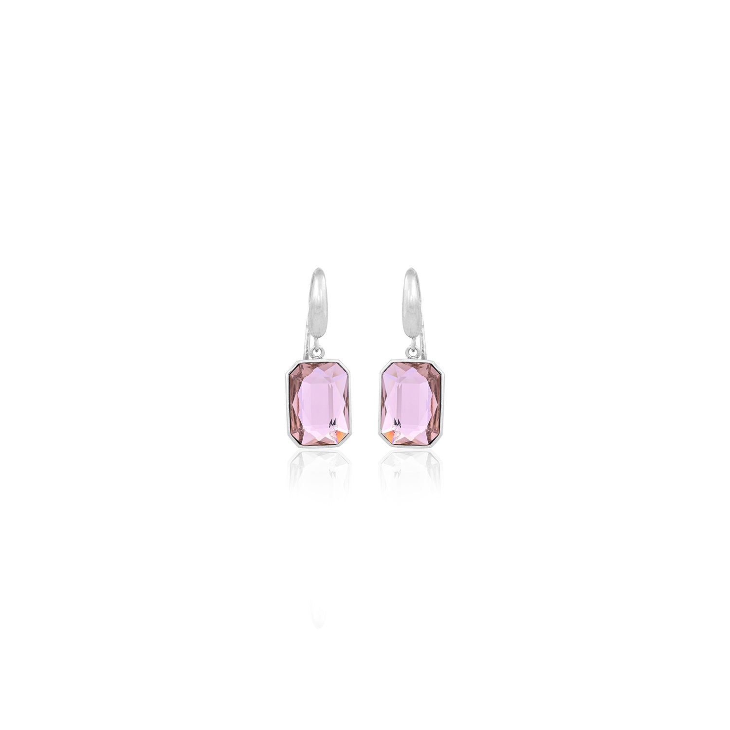 Silver Pink Stone Earrings for Her