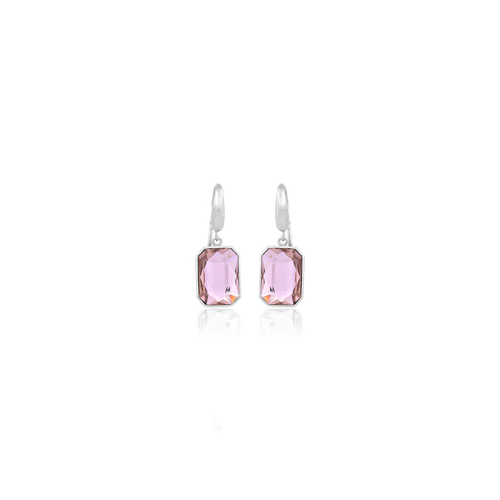 Silver Pink Stone Earrings for Her