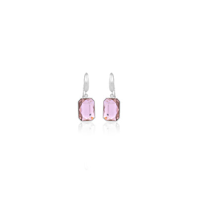 Silver Pink Stone Earrings for Her