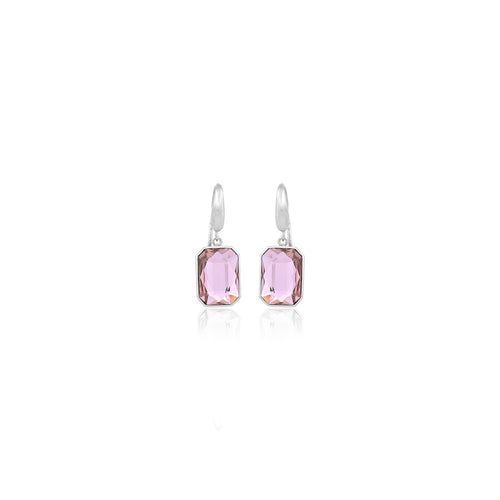 Silver Pink Stone Earrings for Her