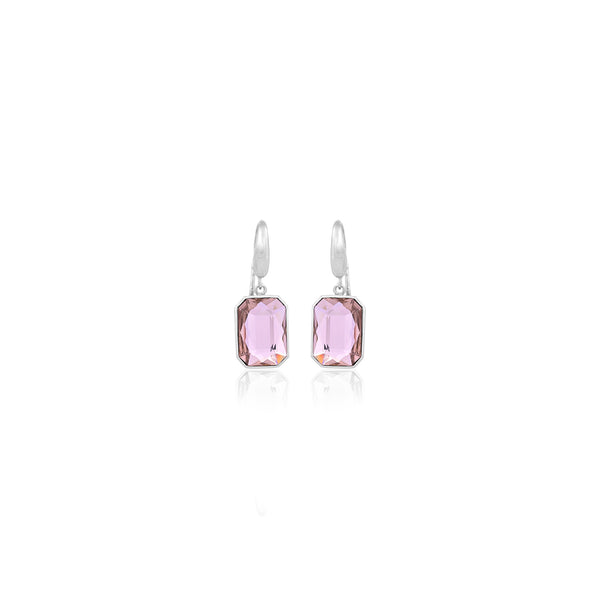 Silver Pink Stone Earrings for Her