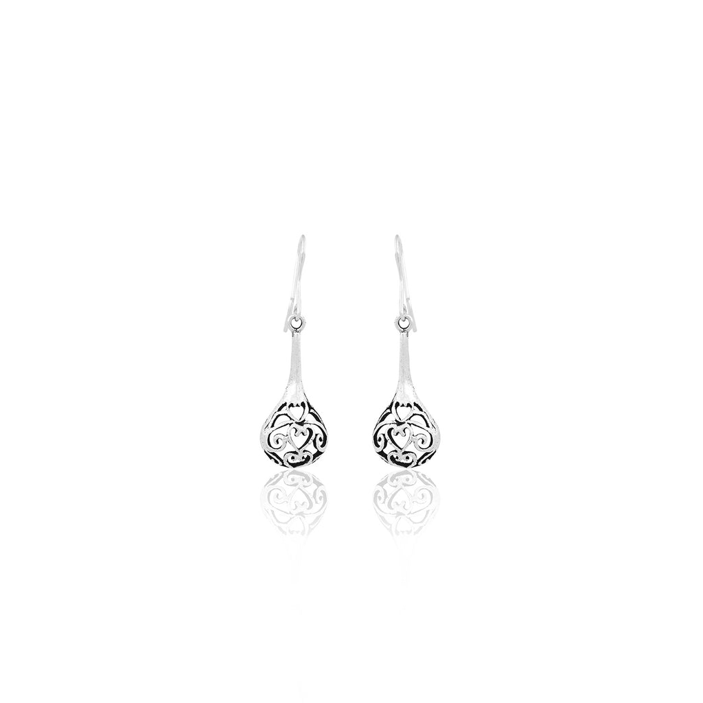 Silver Filigree Teardrop Dangle Earrings for Her