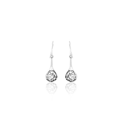 Silver Filigree Teardrop Dangle Earrings for Her
