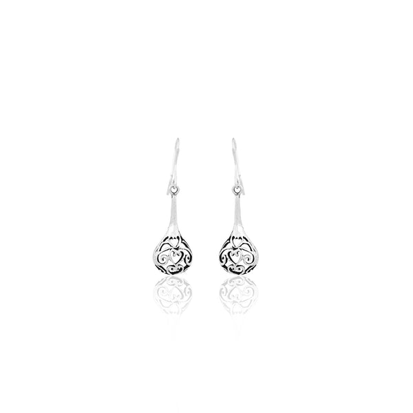 Silver Filigree Teardrop Dangle Earrings for Her