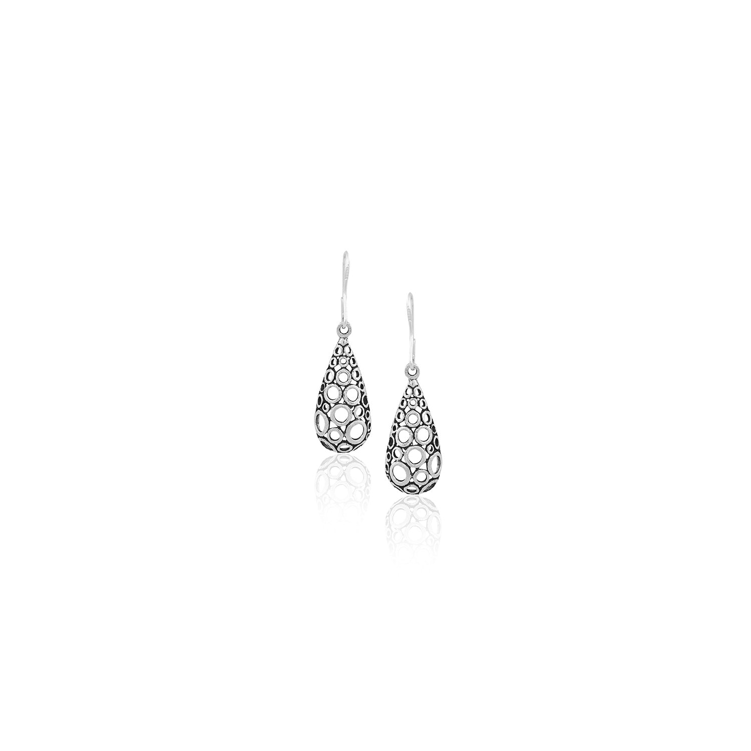 Silver Teardrop Filigree Dangle Earrings