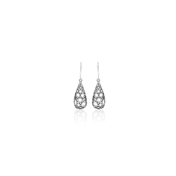 Silver Teardrop Filigree Dangle Earrings