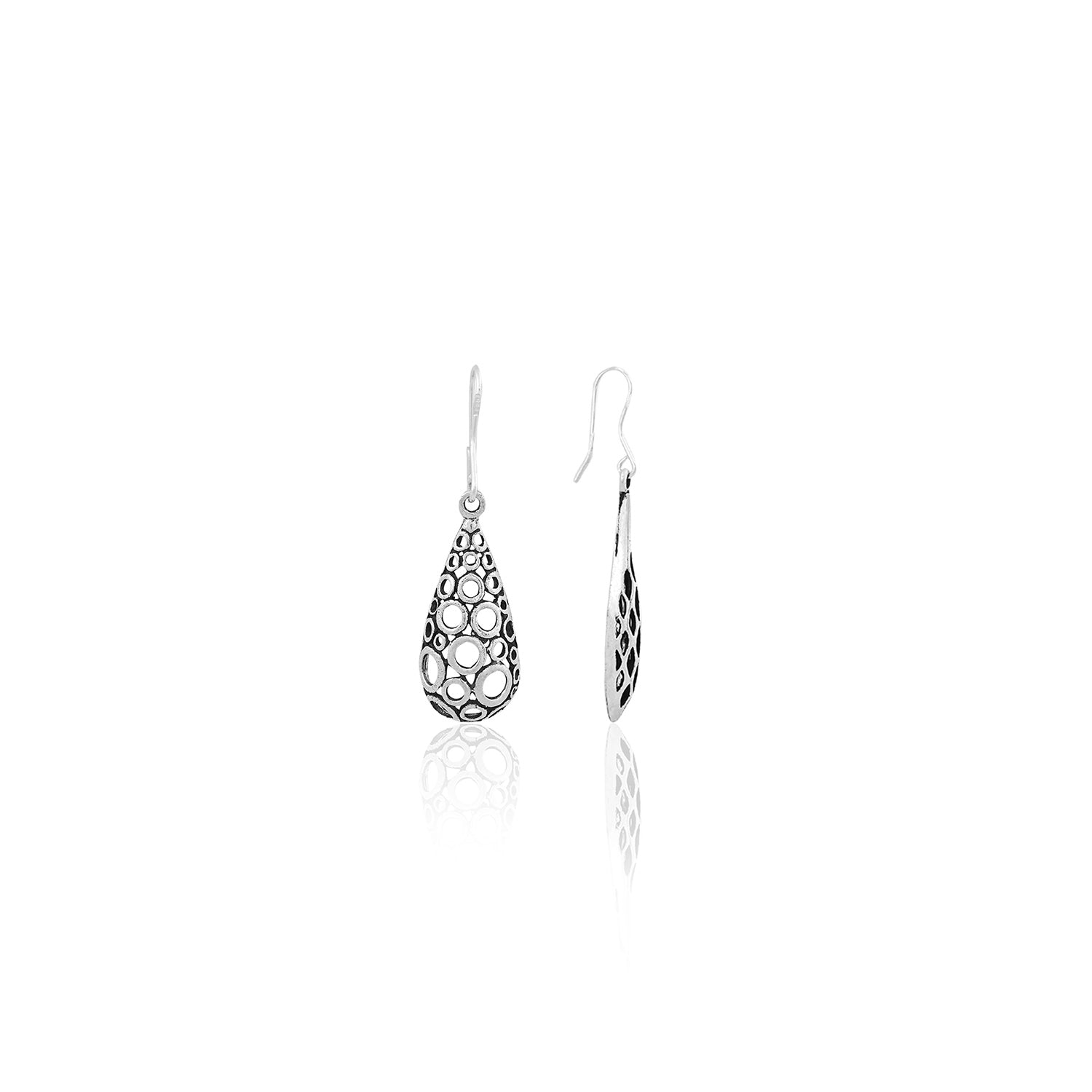 Silver Teardrop Filigree Dangle Earrings