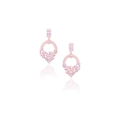 Silver Sterling CZ Hoop Drop Earrings